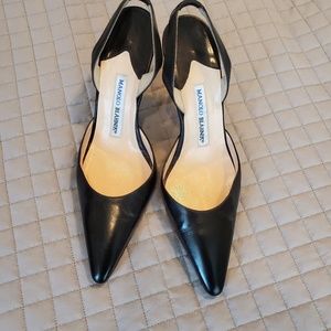 Manolo Blahnik 70mm 3" black heels, sz38